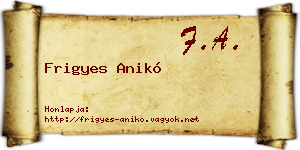 Frigyes Anikó névjegykártya