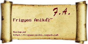 Frigyes Anikó névjegykártya